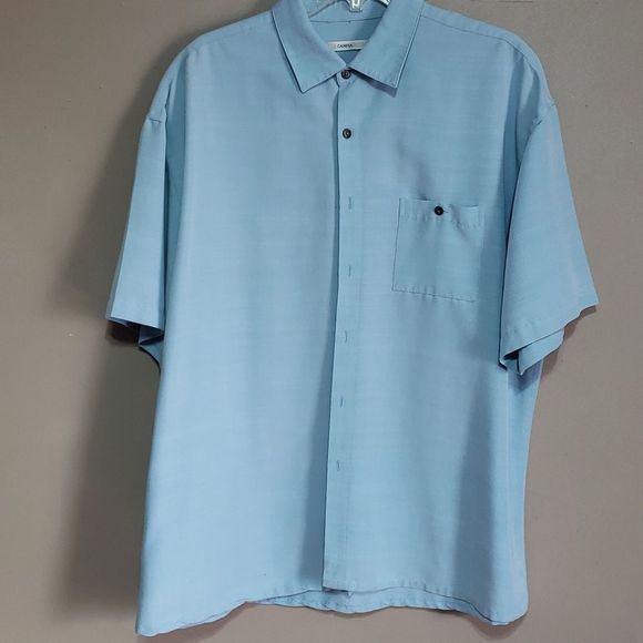 CAMPIA MODA rayon poly light blue button up shirt, sz XL - Picture 1 of 6